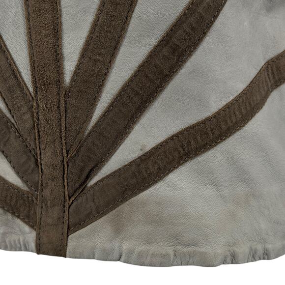 Provider Sunburst Leather Military Jacket Womens SZ XL Gray Studded Moto Chic - Picture 7 of 13